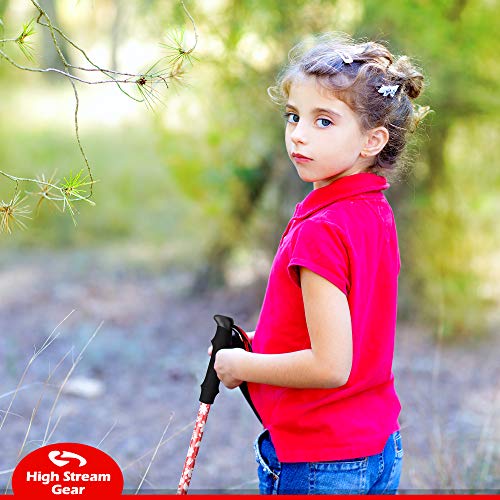 Kids Hiking Poles – Adjustable Telescopic Trekking Poles for Children – Includes: 2 Walking Sticks, Carrier Bag and Accessories All Designed for Boys and Girls