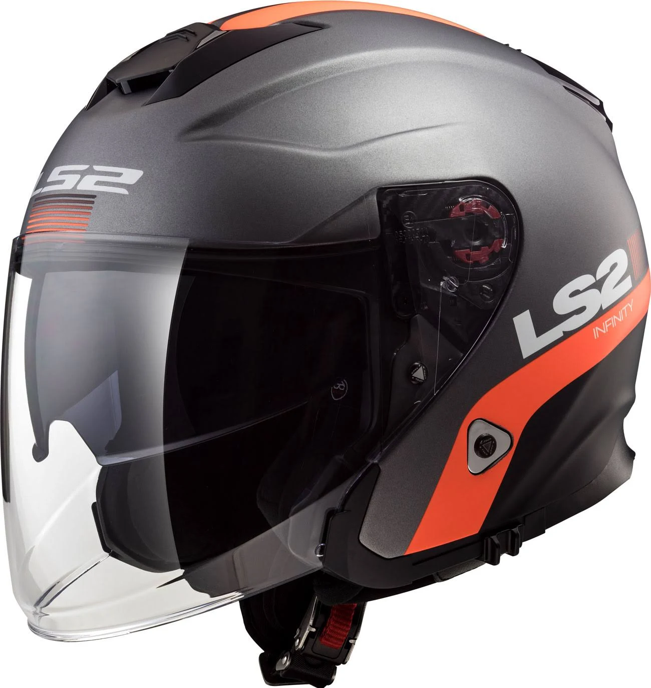 LS2 - Helmet OF521 Infinity Smart Matt Titanium / Orange - Size M