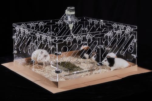 Acrylic Guinea Pig Cages - 4x2ft Small Animal Cage | DIY Extendable | Easy-to-Clean Disposable Bottom (without Lid)