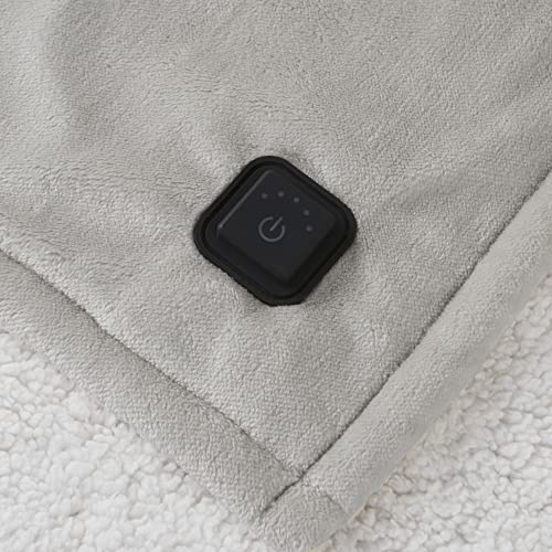 Beautyrest Plush to Sherpa Reversible Electric Blanket, Built-in Soft Button Controller, Auto Shut Off, Multi Heat Setting, UL Certified, Machine Washable Heated Throw, 50x60 Red Plaid