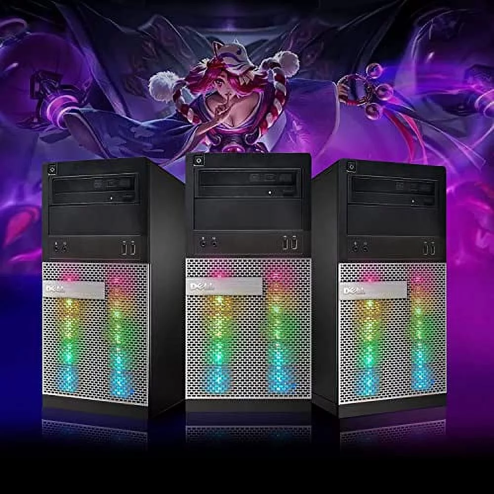 Dell Gaming PC Desktop Computer Tower, Intel i5 16GB RAM 512GB SSD + 1TB HDD, Windows 10, Nvidia GT 730 2GB, New Rainbow Keyboard and Mouse (used)