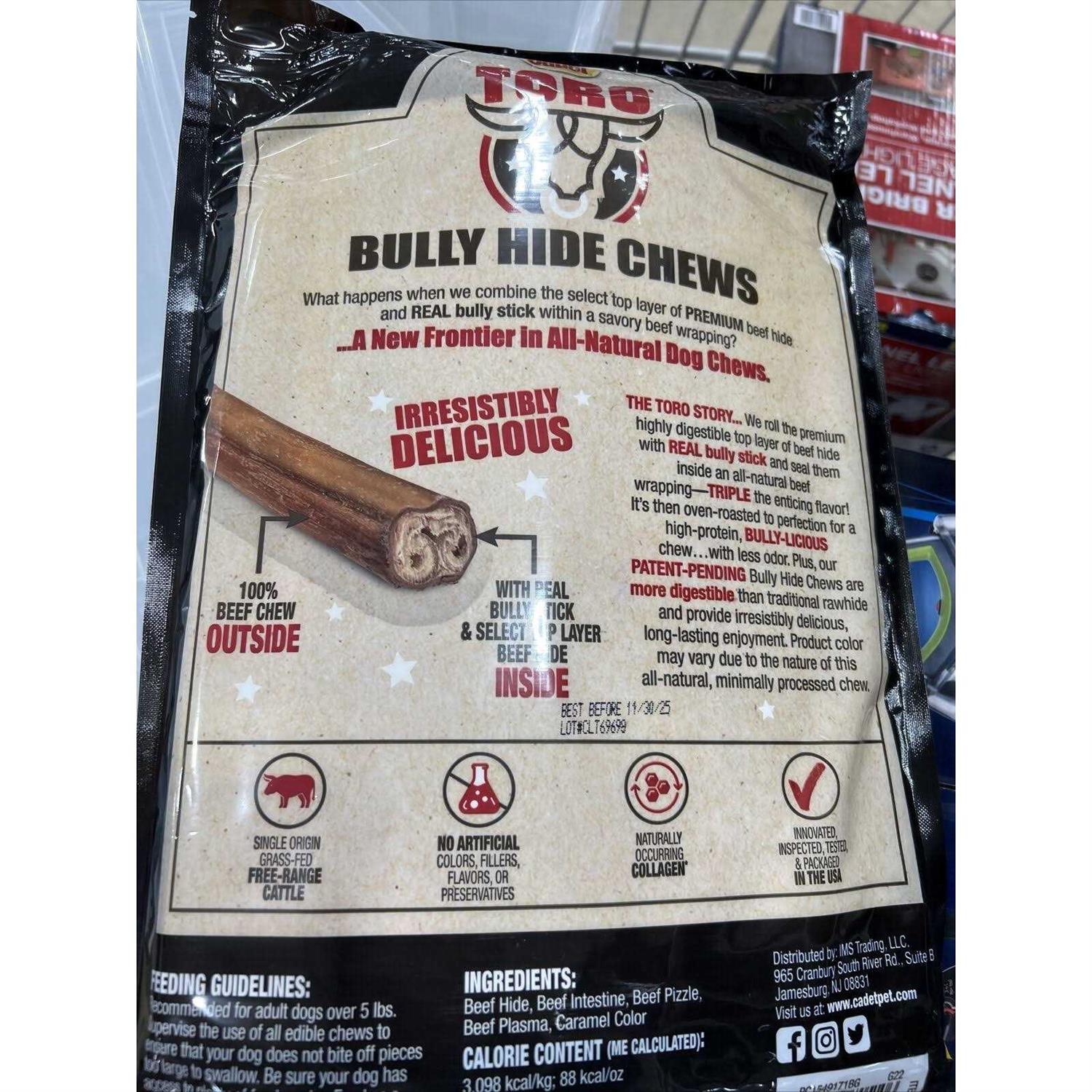Cadet Toro Bully Hide Sticks All-Natural Dog Chews - Pet Supplies online store