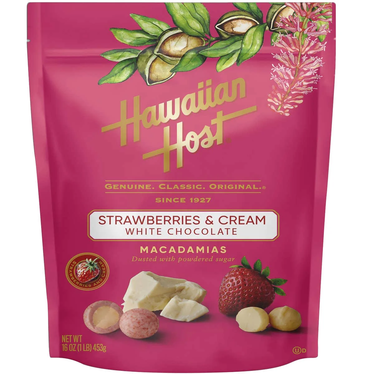 Hawaiian Host Macadamia Classic, Strawberries & Cream Macadamias Paradise Collection 16 oz (1 lb) 453g