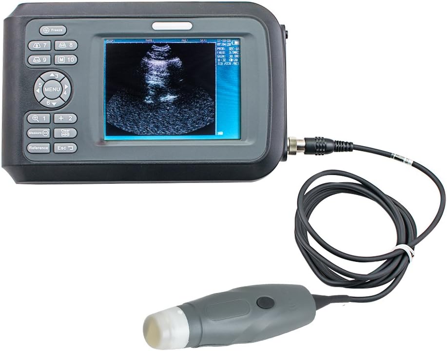 Genmine Ultrasound Scanner Veterinary Portable Farm Animals Pet Handheld Ultrasound Scanner Machine with 3.5MHz Mechanical Sector Probe Horse/Equine/Cow/Sheep Use (Grey)