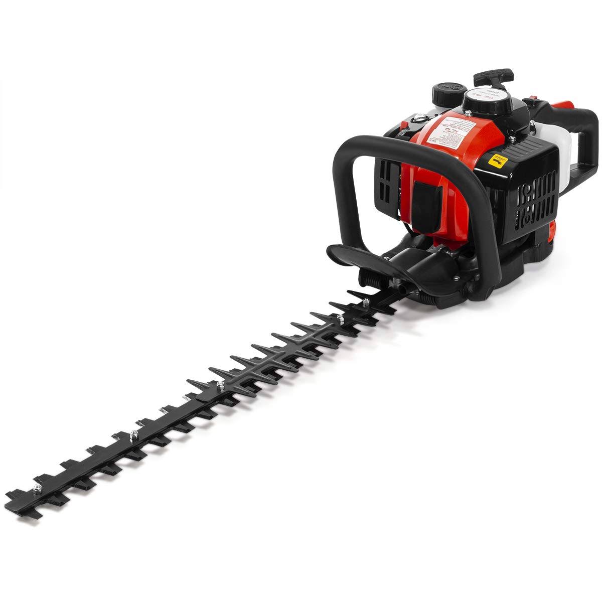 XtremepowerUS 26cc 2-Cycle Gas Hedge Trimmer 24x22 Double-Sided Blades Shrub Trimmer Recoil Gas Trim Blade Clipper Saw Bushes