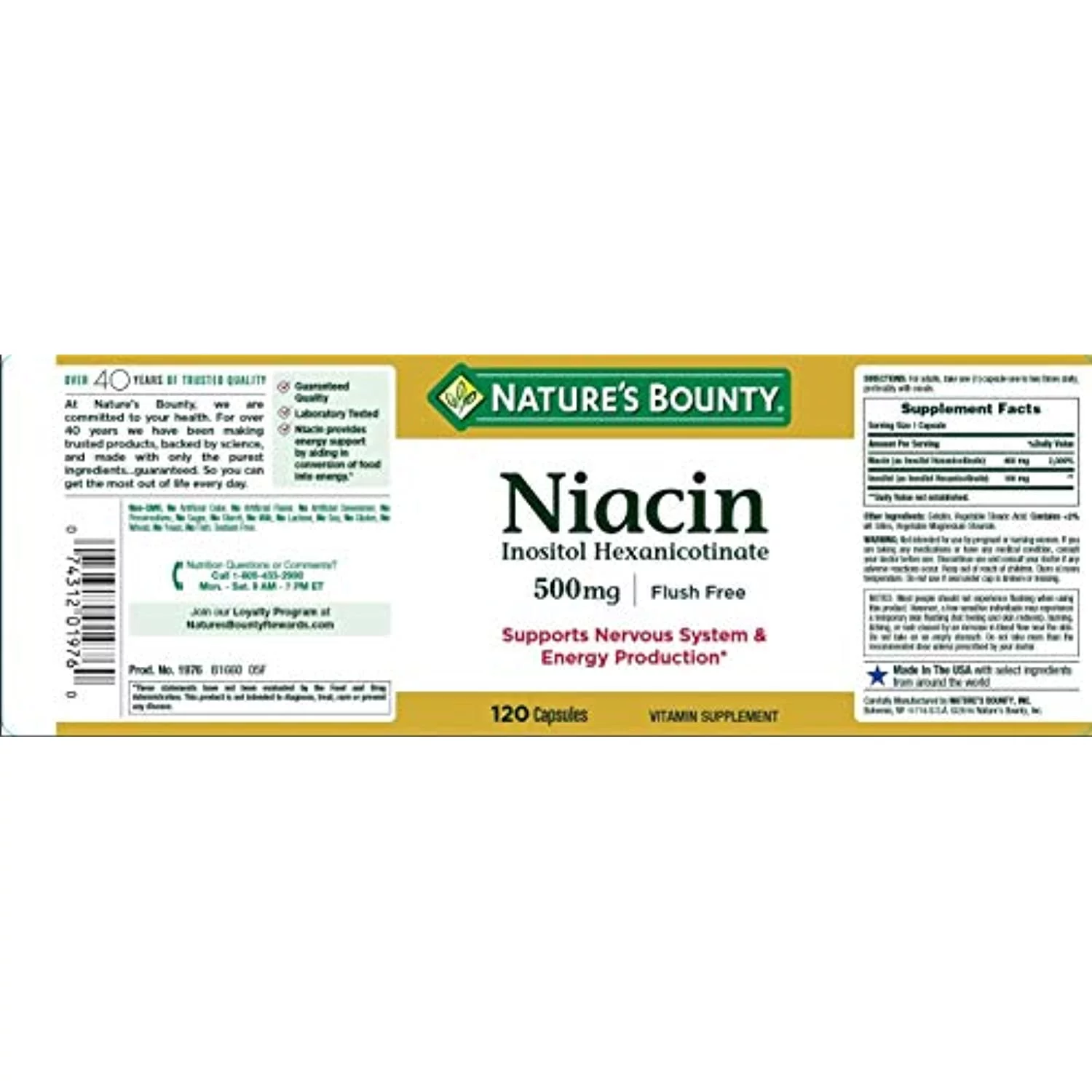 Natures Bounty Niacin Flush Free 500 Mg