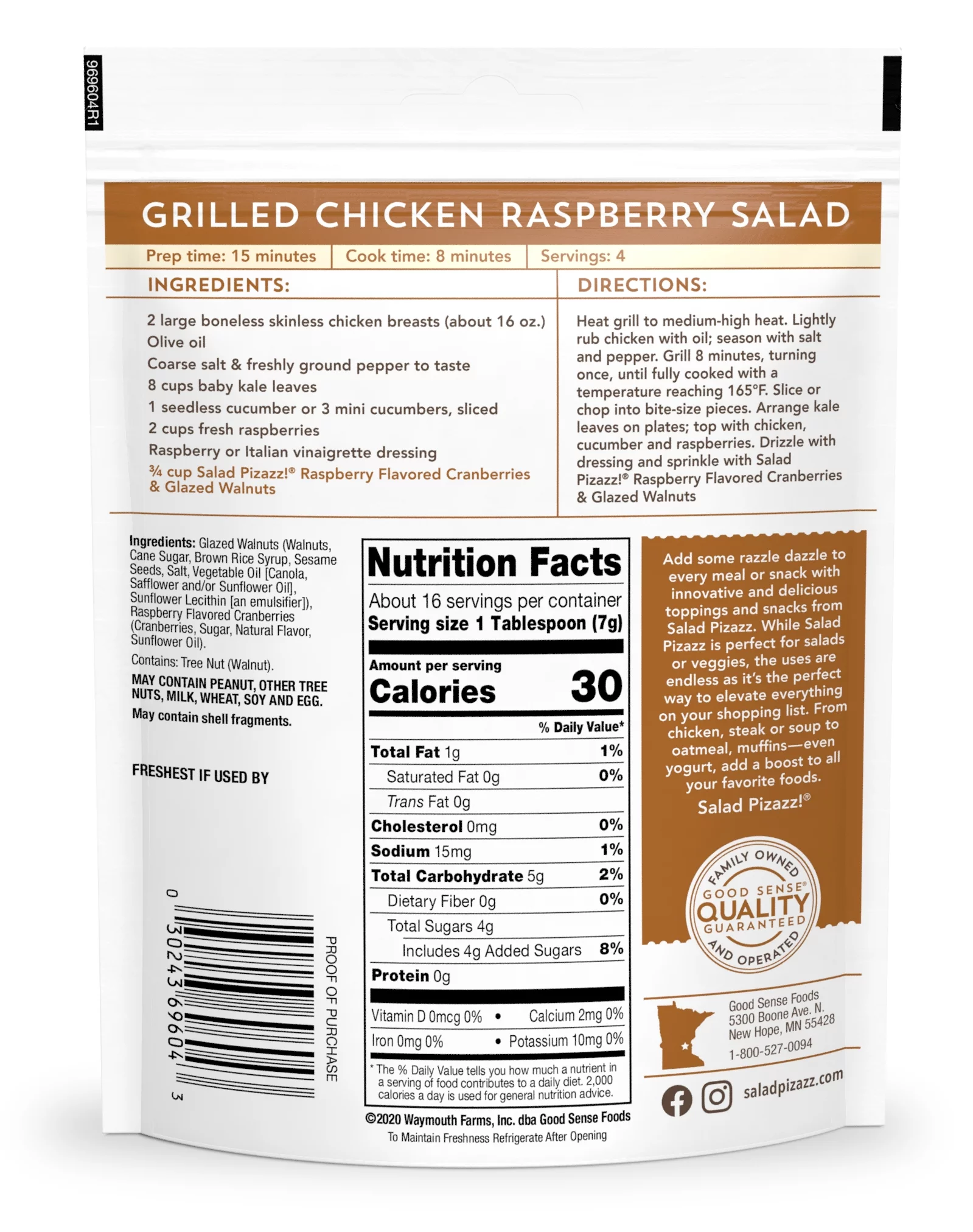 Salad Pizazz!® Raspberry Cranberry Walnut Frisco Salad Topper, 4 oz