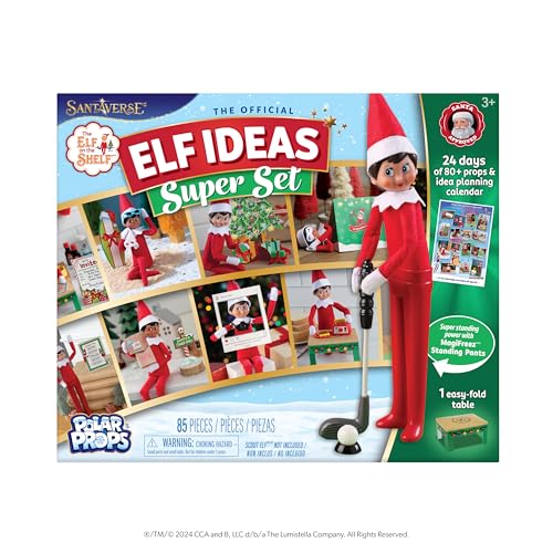 The Elf on the Shelf 24-Day Super Set Official The Elf on the Shelf Ideas for 24 Days of Elf Magic - 80+ Props, MagiFreez Standing Pants and Calendar - for Ages 3 Years and Up Scout Elf Not Included