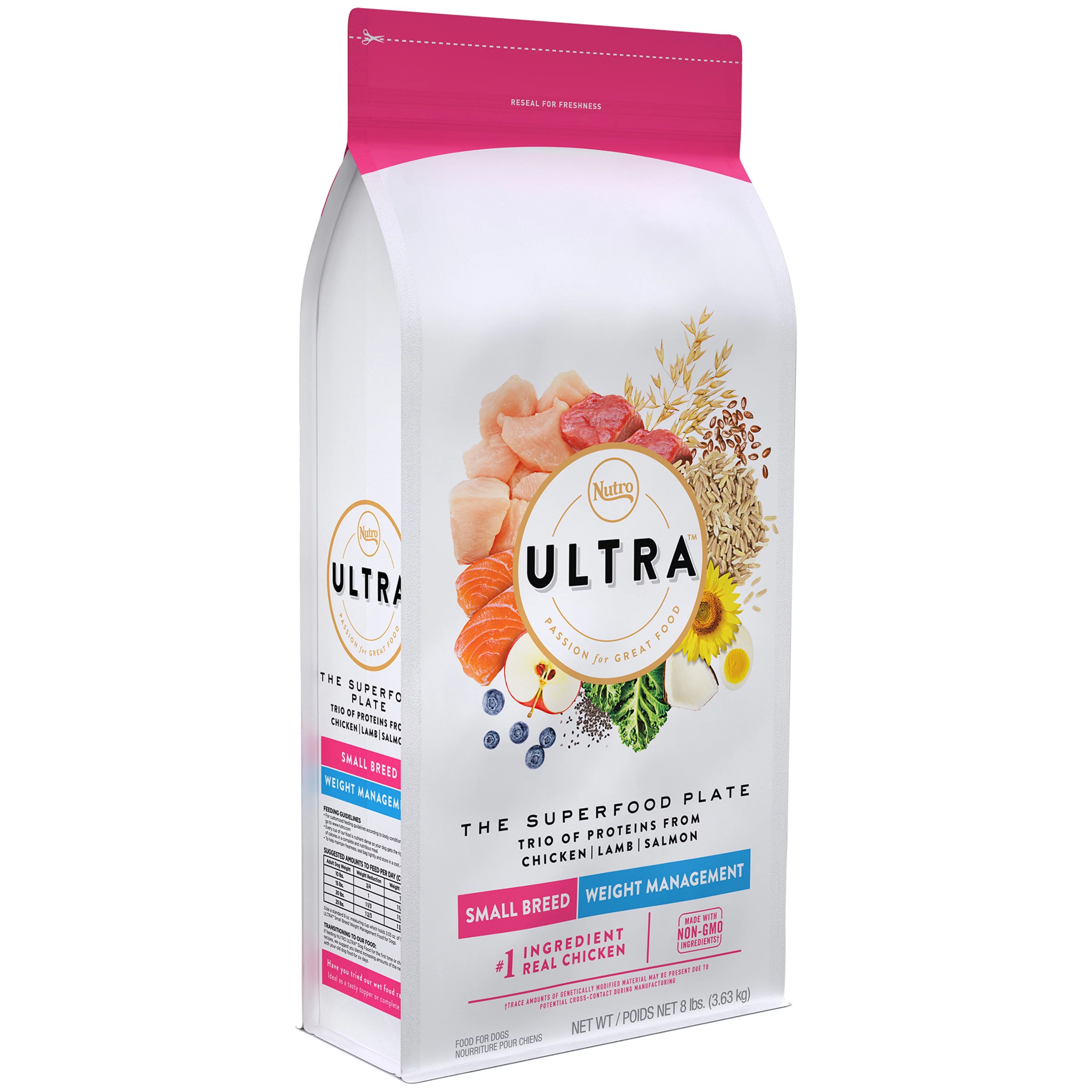Nutro Ultra Adult Weight Management Small Breed Dry Dog Food, Chicken, Lamb And Salmon, 8 Lb. Bag