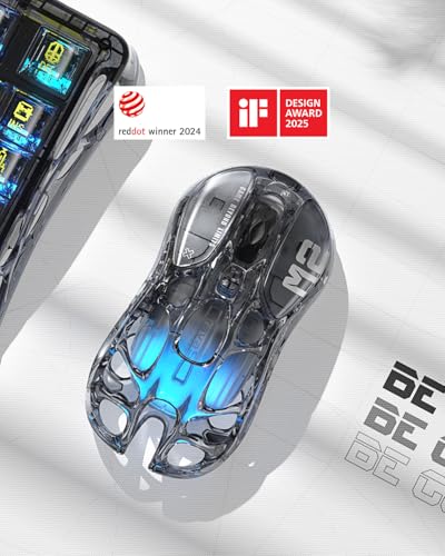 GravaStar Mercury M2 Wireless Gaming Mouse with 26,000 DPI, PAW3395DM Sensor -79g Lightweight Hollowed-Out Design -5 Programmable Buttons -5 Dynamic Lightsync RGB