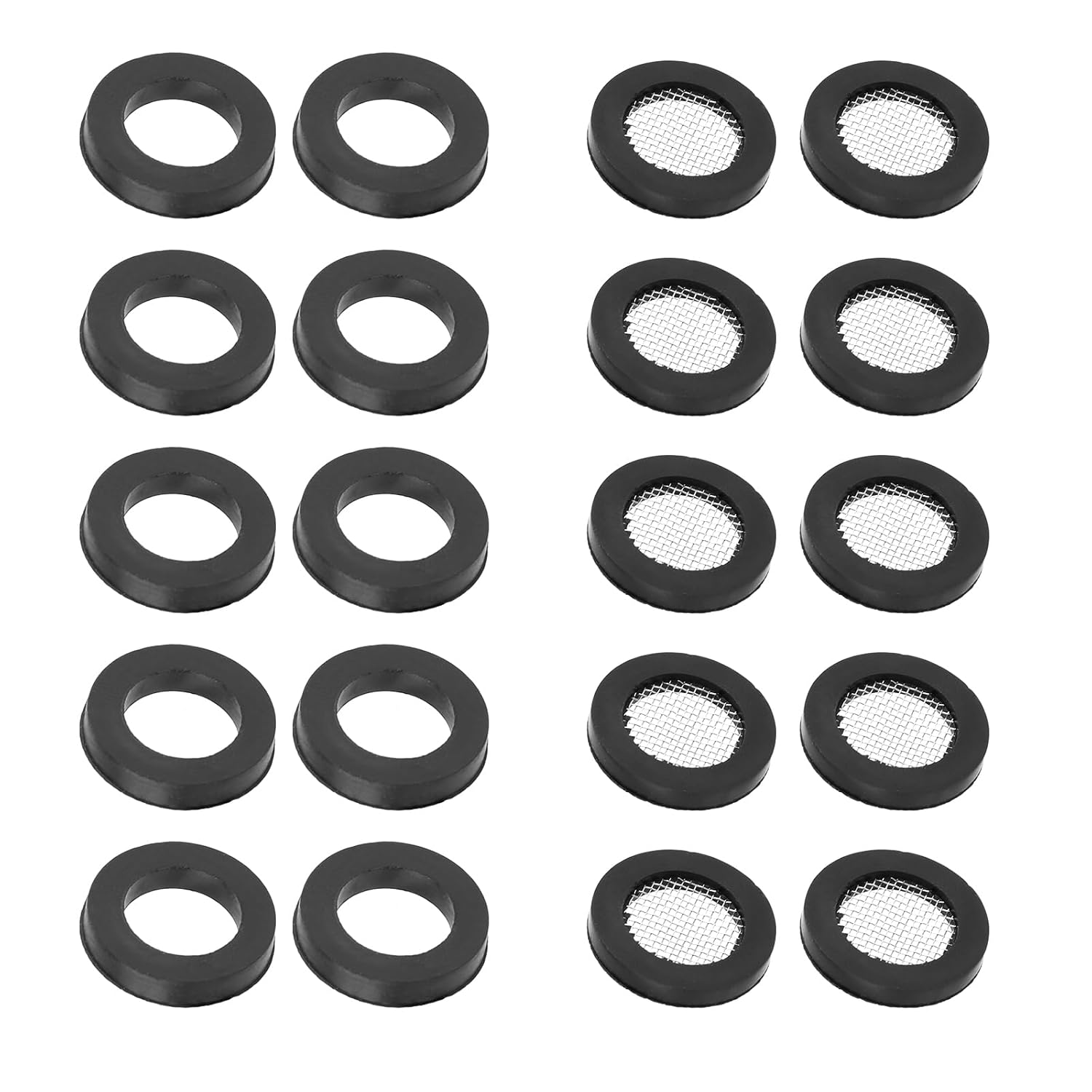 20pcs Shower Head Filter Gasket, 2 Types Faucet Washers 10 Rubber Washers Plumbing & 10 O-Ring Stainless Steel Water Hose Gasket for Hose Mesh Seal Ring Connecting Shower Head
