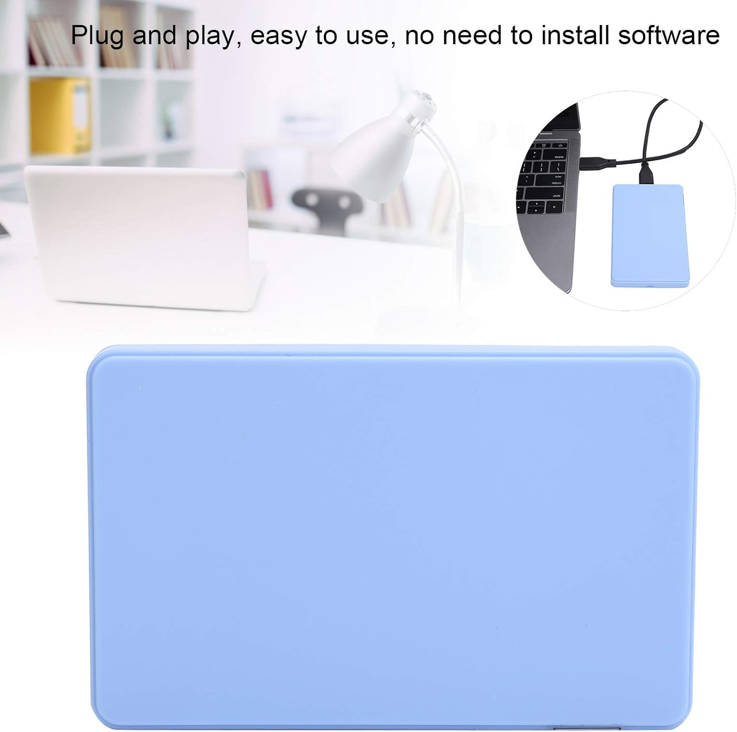 USB3.0 Mobile External Hard Drive for Computers, 2.5 Inch HDD High Speed Portable Hard Drive for Data Storage for PC Laptop and Monitors, Blue(2TB)