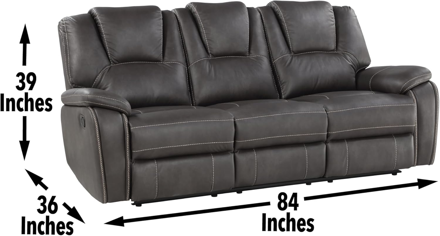 Pieces Set, Manual Chair, Reclining Loveseat and 3-Seat Sofa for Living Room, Bedroom Furniture, Office(Charcoal,1+2+3)