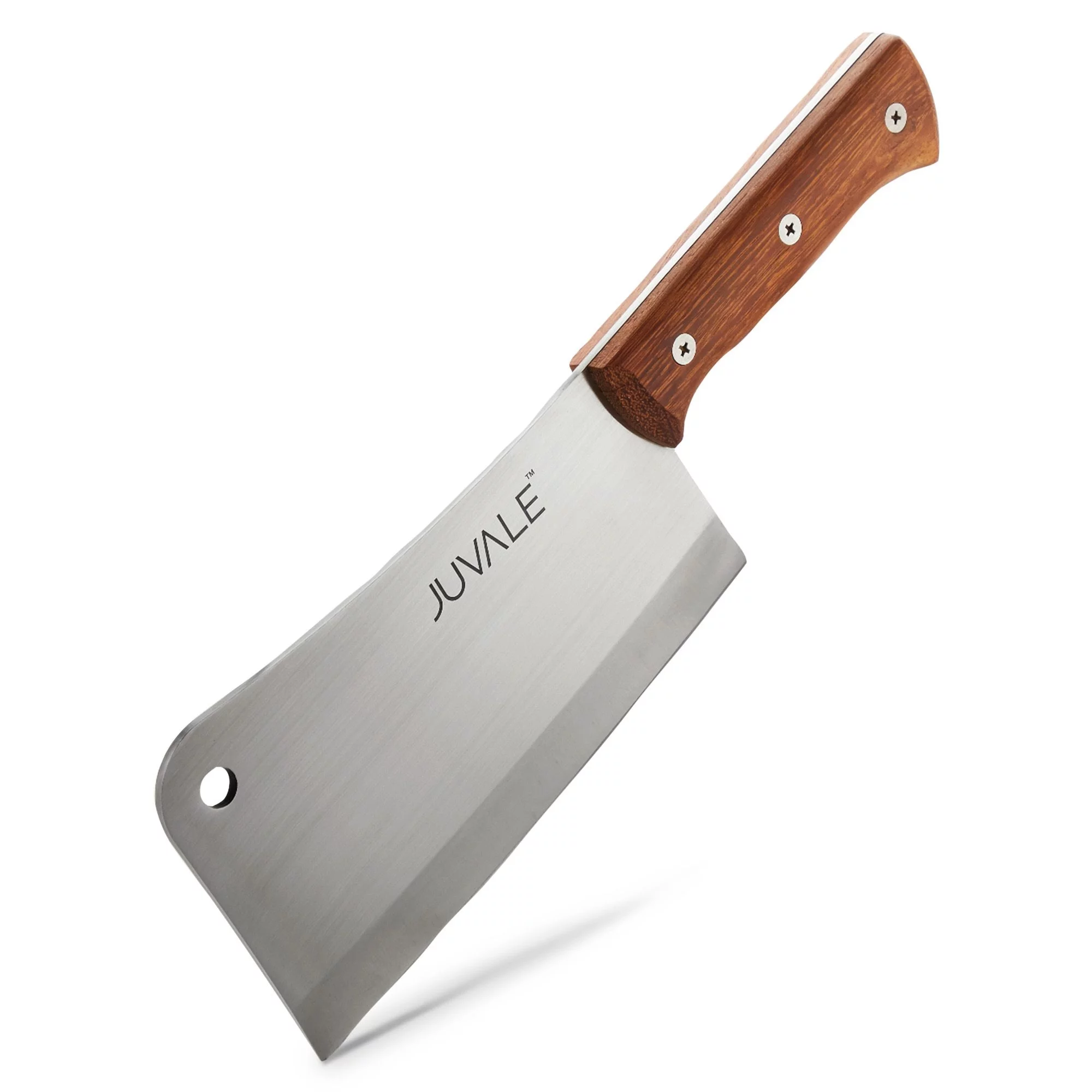 Stainless Steel Meat Cleaver Knife with Wooden Handle, Heavy Duty Bone Chopper for Butcher, Slicing Vegetables (8 In)