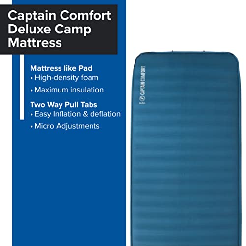 Big Agnes Captain Comfort Deluxe Camp | Supremely Comfortable, All-weather, Self-inflating Sleeping Pad