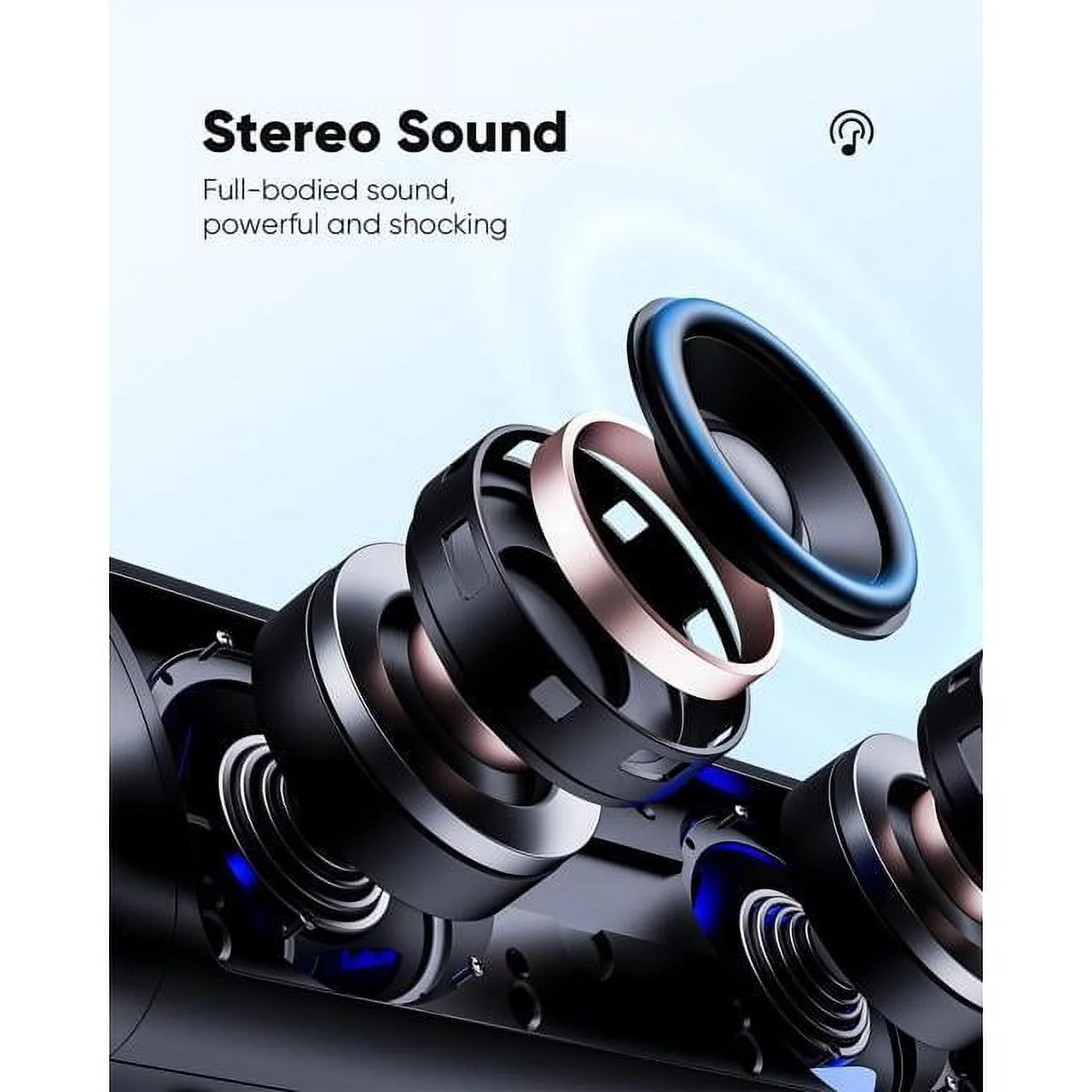 Bluetooth Speaker with HD Sound, Portable Wireless, IPX5 Waterproof, Up to 24H Playtime, TWS Pairing, BT5.3, for Home/Party/Outdoor/Beach, Electronic Gadgets, Birthday Gift (Black)