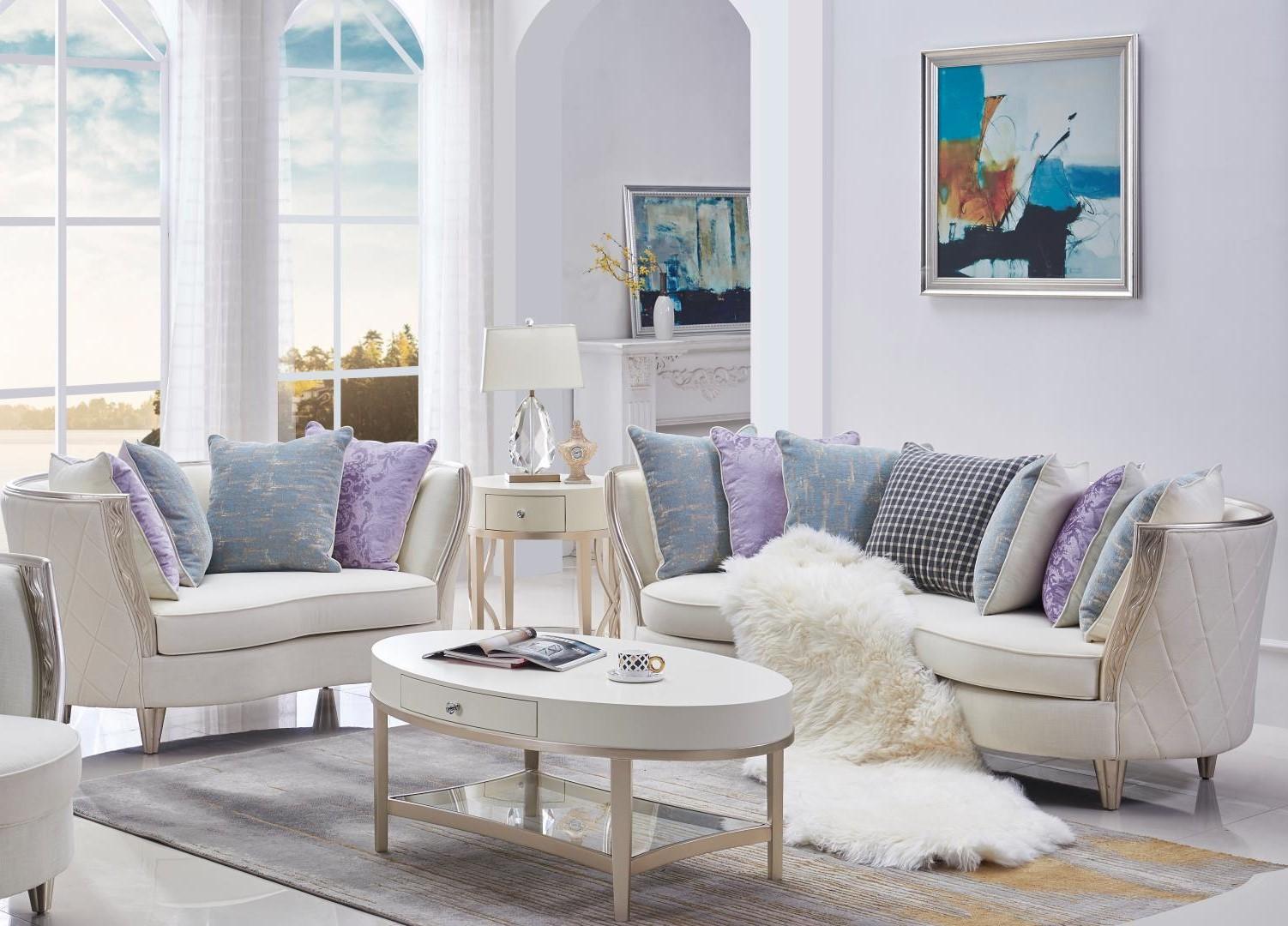 Traditional Linen Blend Sofa & Loveseat Set 2 Pcs McFerran SF2518