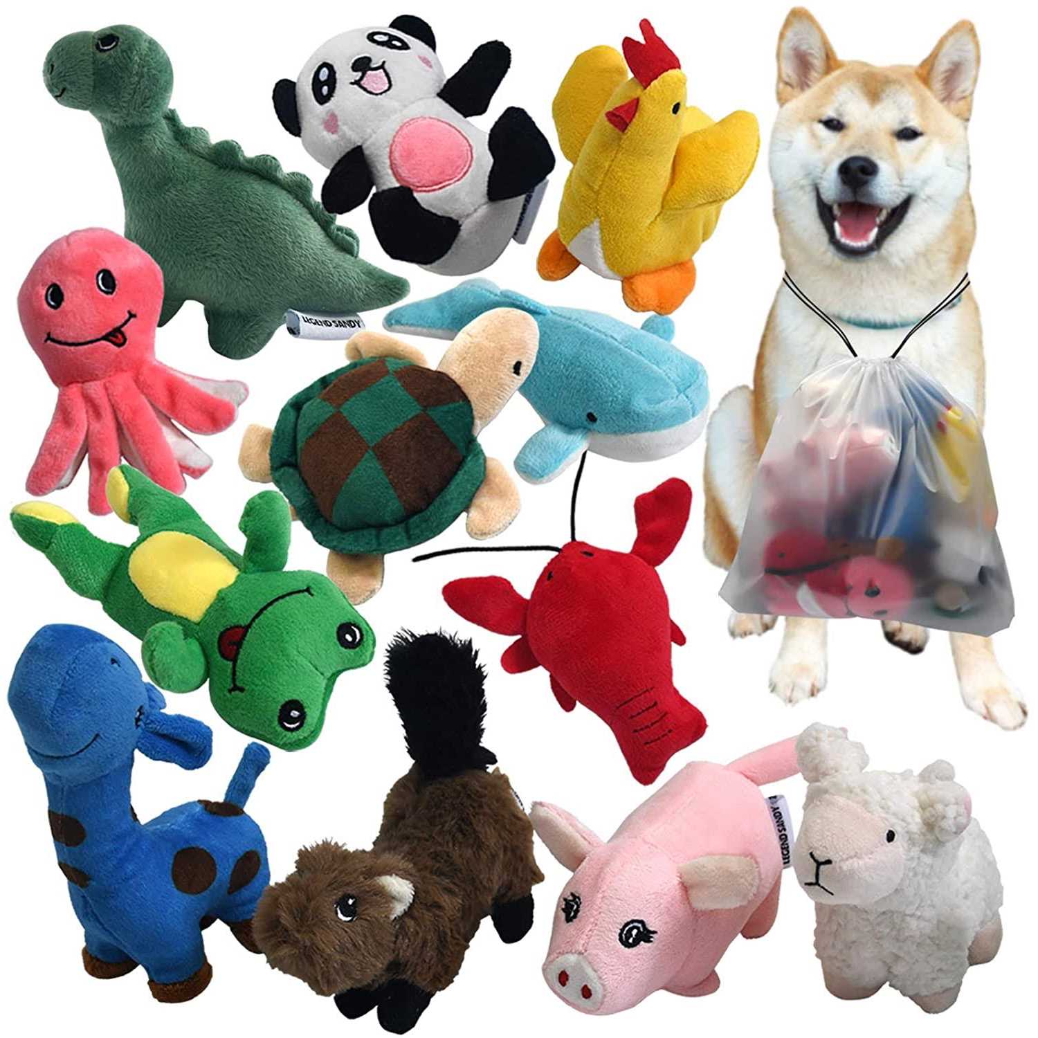 legend sandy Squeaky Plush Dog Toy Pack for Puppy Small Stuffed Puppy Chew Toys 12 Dog Toys Bulk with Squeakers - Pet Supplies online store