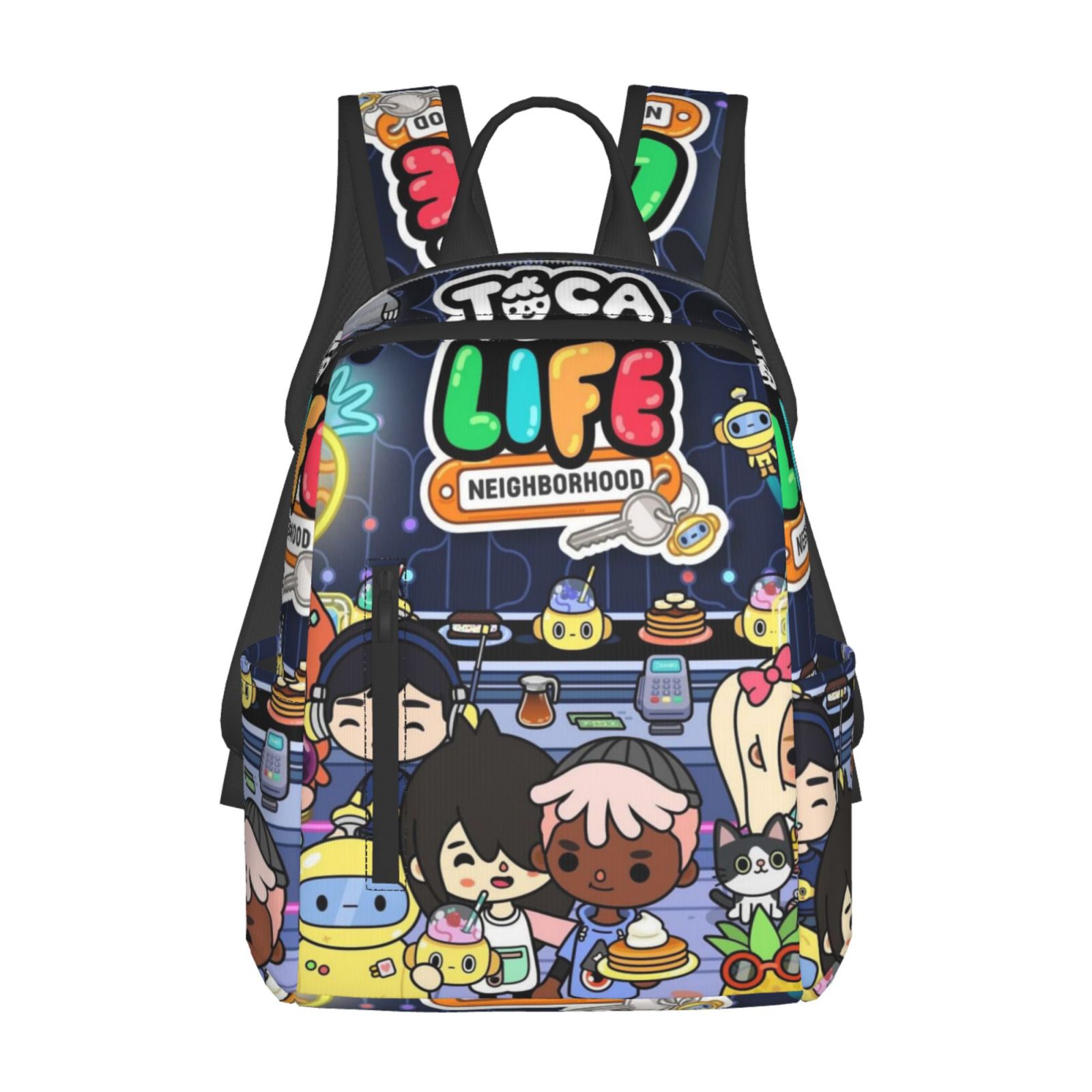 Toca Boca Party Life Backpack Student School Bag Bookbag Satchel Lightweight Unisex Daypack Knapsack Rucksack For Kids Teens Adult
