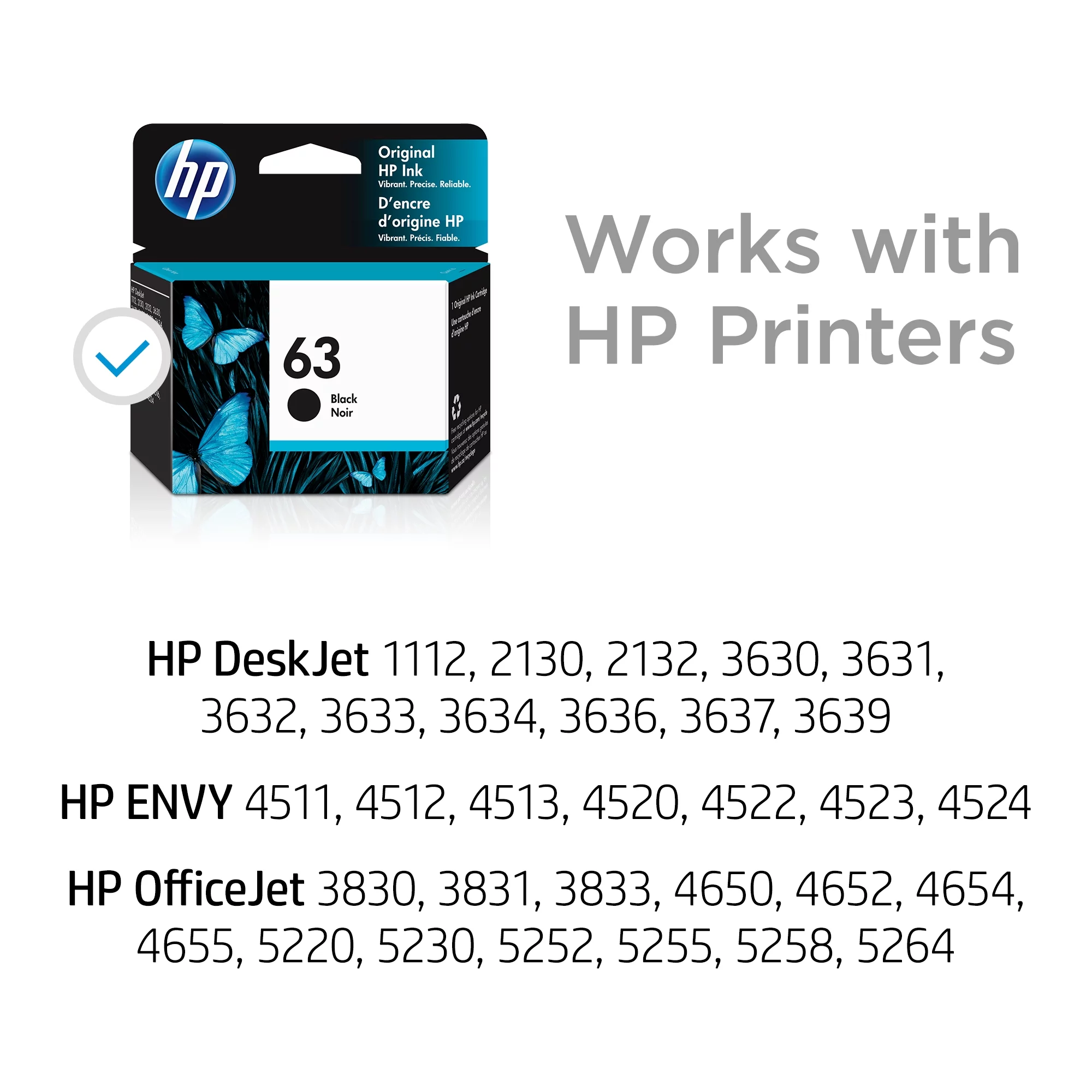 HP 63 Black Original Ink Cartridge (F6U62AN)