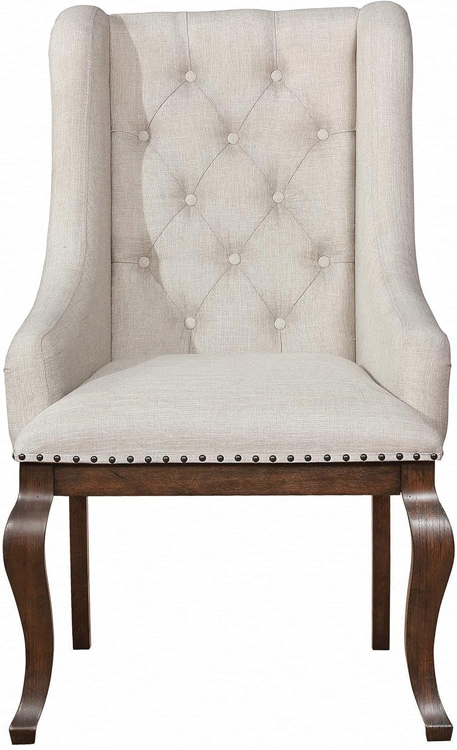 Coaster Home Furnishings Brockway Glen Cove Arm Chairs with Button Tufting and Nailhead Trim Antique Java and Cream (Set of 2)