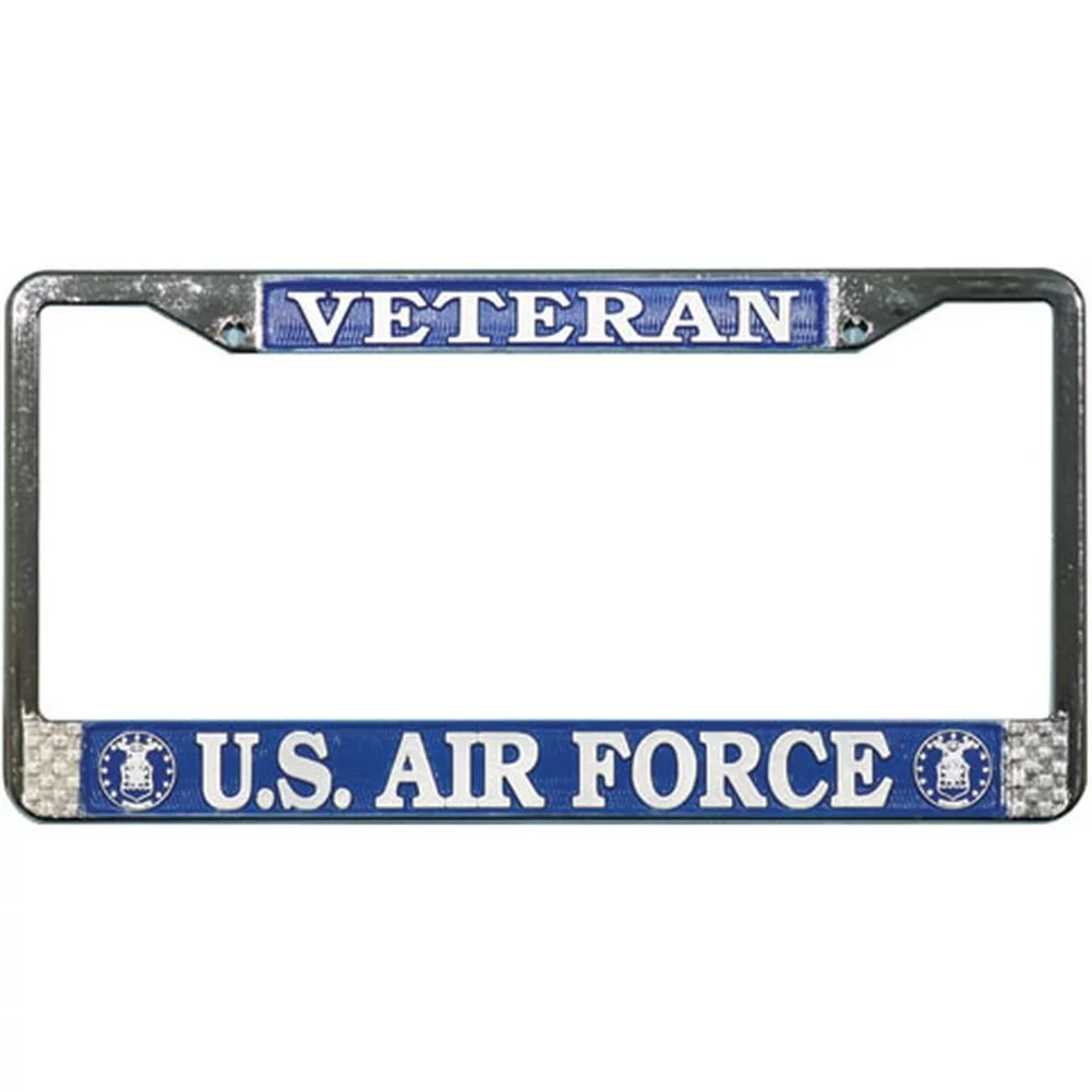 US Air Force Veteran License Plate Frame (Chrome Metal)