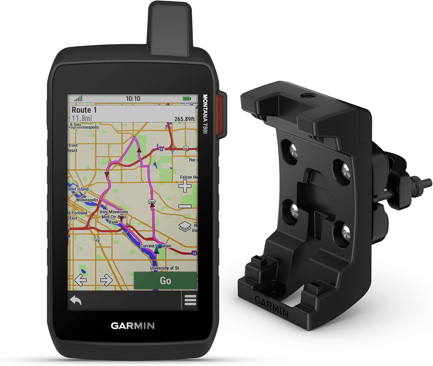 Garmin Montana 750i Rugged GPS Touchscreen Navigator with inReach Technology and North America Maps (010-02347-00) with Garmin Bicycle Handlebar Mount Bundle