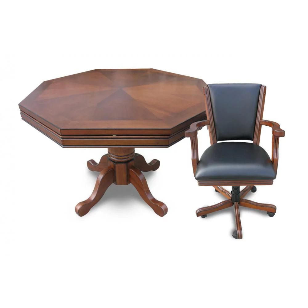 Blue Wave BG2366 Kingston Walnut 3-in-1 Poker Table with 4 Arm Chairs