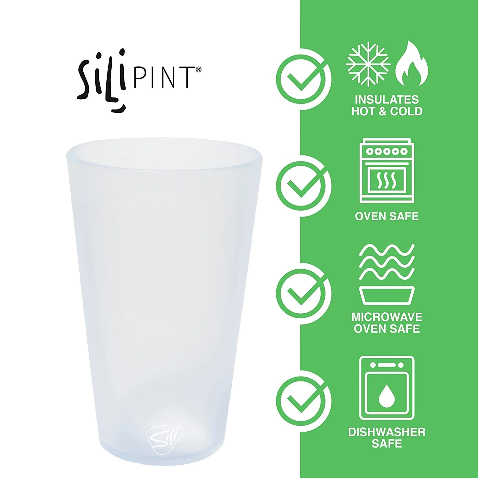 Silipint: Silicone Pint Glasses: 6 Pack - 2 Mtn Marble, 2 Smoke, 2 Icicle - 16oz Unbreakable Cups, Flexible, Hot/Cold