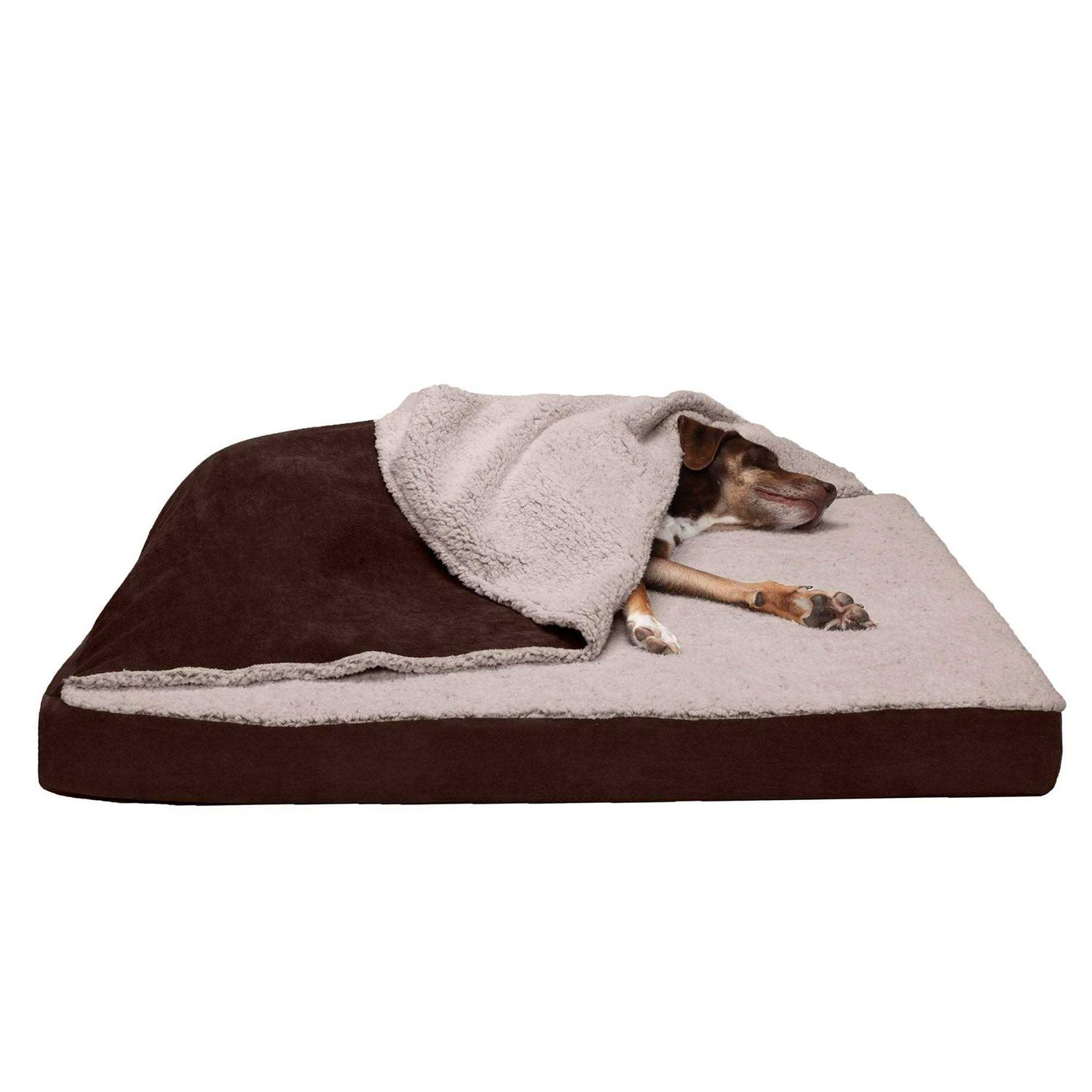FurHaven Berber & Suede Blanket Top Top Dog Bed - Pet Supplies online store