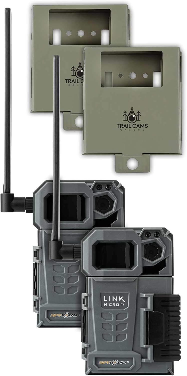 SPYPOINT Link-Micro-LTE Twin Pack of Cellular Trail Cameras 10MP with Two Security Steel Cases (AT&T (USA Nationwide))