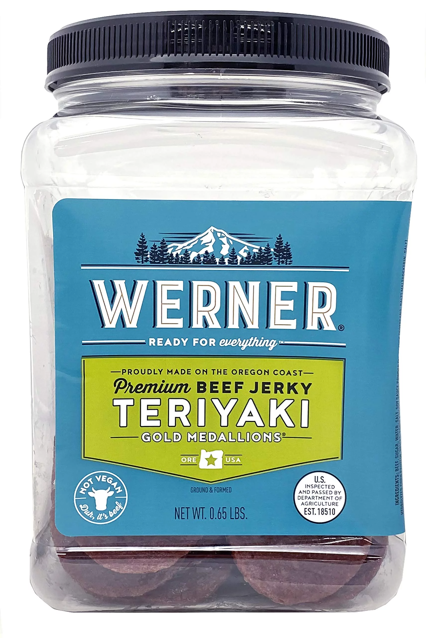 Werner Teriyaki Jerky Medallions Circle Jerky Slices – Teriyaki Beef Jerky 11.8 Ounces, Made In The Usa