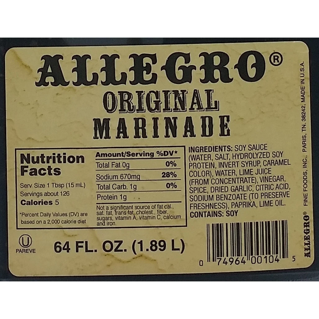 ALLEGRO Original Marinade - 64 Ounce