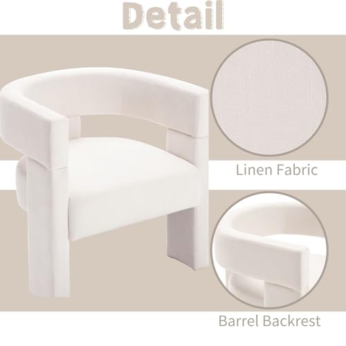 Modern Barrel Accent Chair Beige Fabric Chair Upholstered Armchair Comfy Living Room Chair Side Sitting Chair for Bedroom Reading