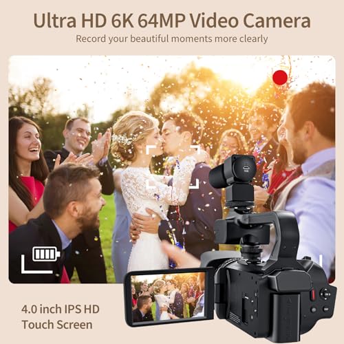 Camcorder Video Camera 6K 64MP IR Night Vision Vlogging Camera for YouTube 18X Digital Zoom 4.0
