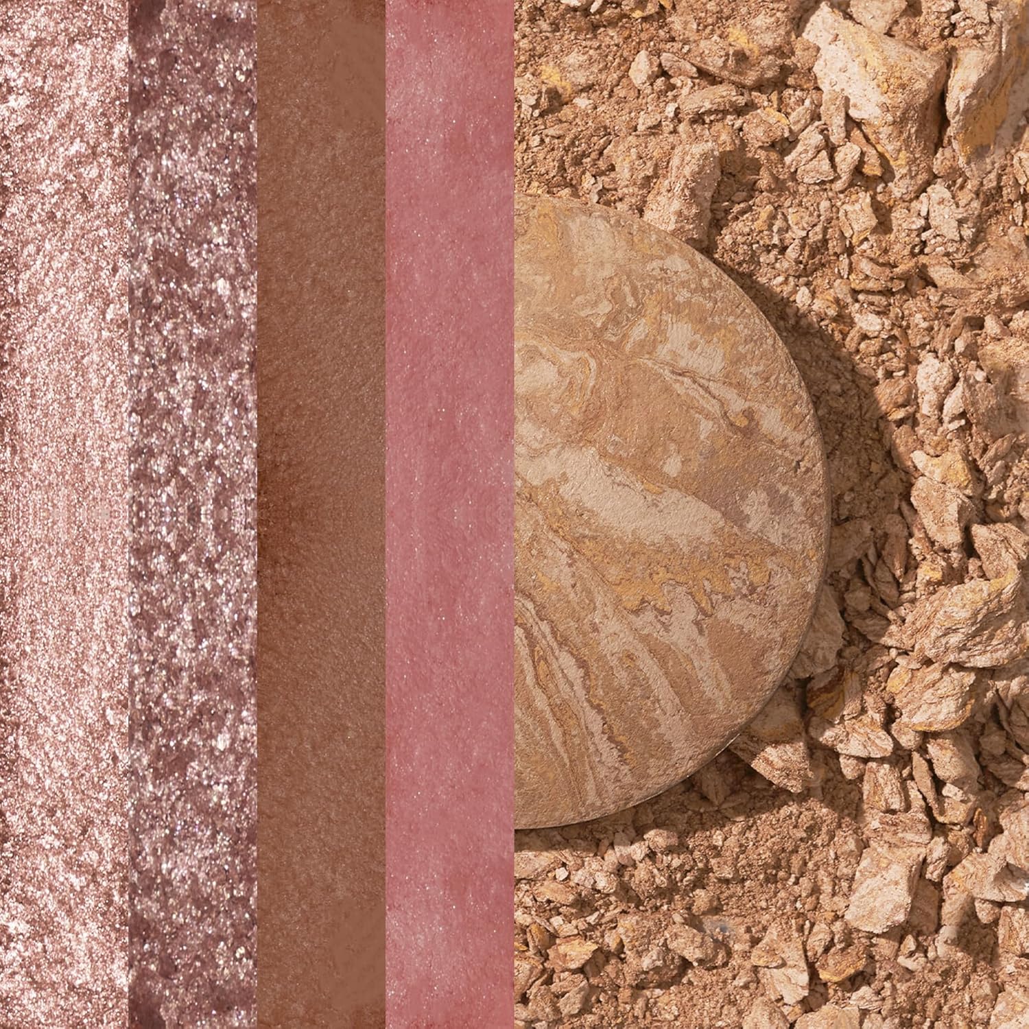 LAURA GELLER NEW YORK Baked Balance-n-Brighten Powder Foundation, Medium + Baked Eyeshadow Quad, Pink Buttercream