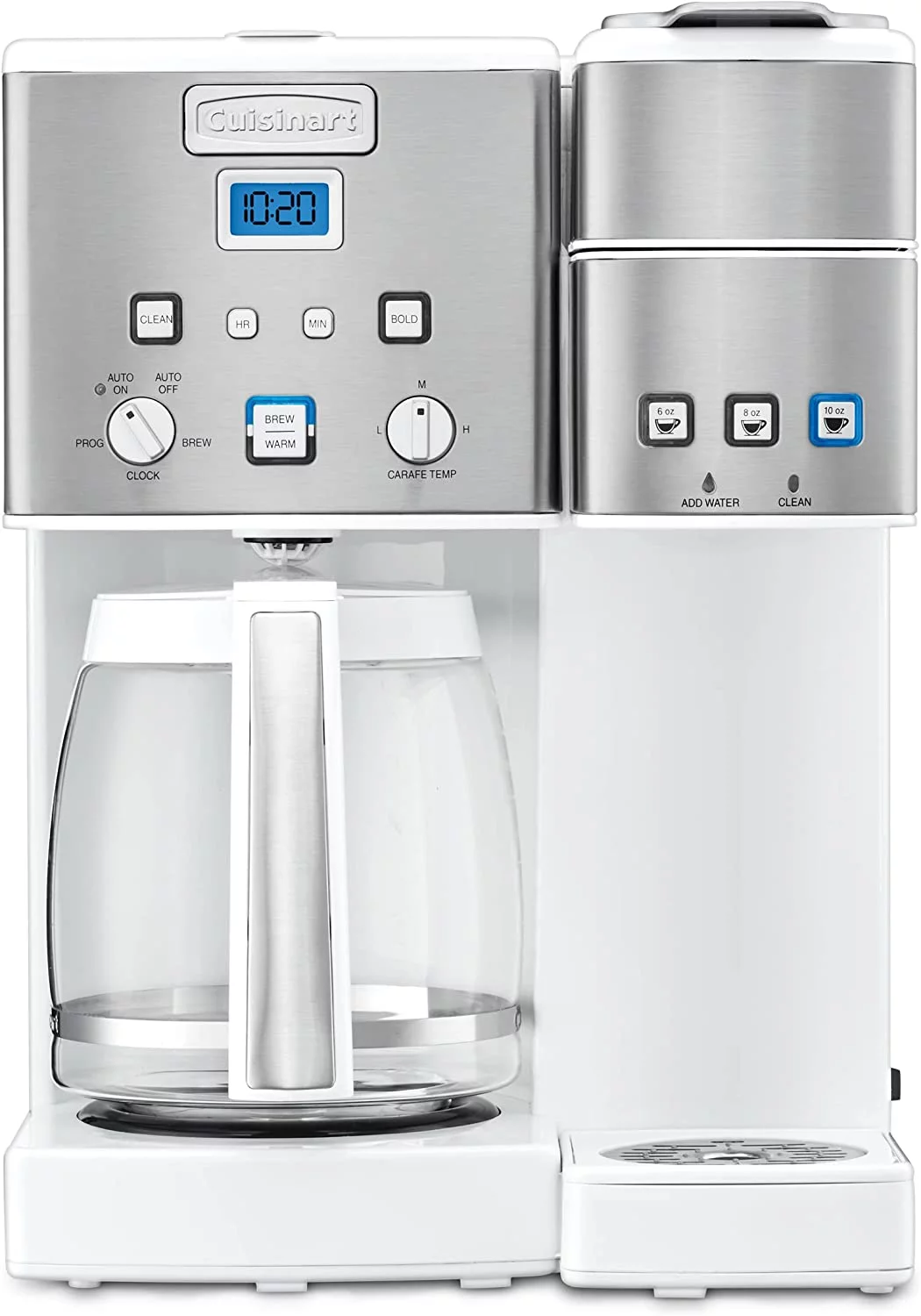 Cuisinart SS-15W Maker Coffee Center 12-Cup Coffeemaker and Single-Serve Brewer, White Stainless Steel