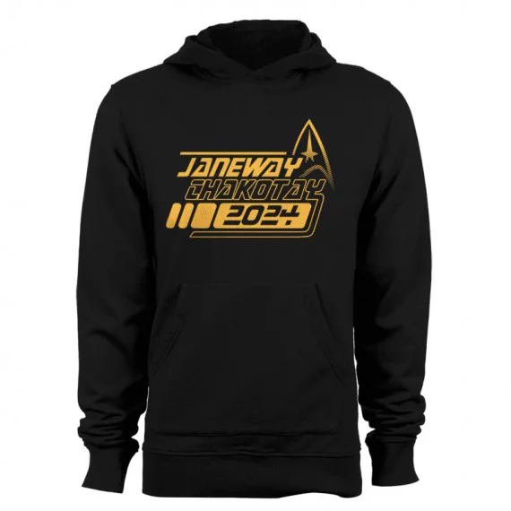 GEEK TEEZ Janeway Chakotay 2024 Original Artwork Inspired by Star Trek Men's Hoodie Black X-Large