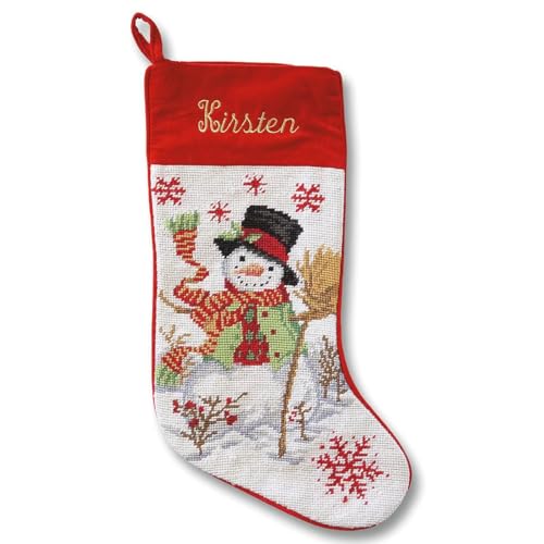 Lillian Vernon Santa Personalized Heirloom Christmas Needlepoint Stocking Stocking, 100% Wool, 9.5