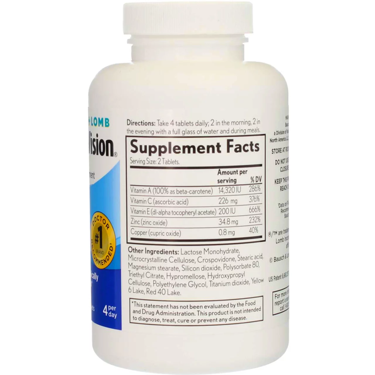 Bausch & Lomb Ocuvite PreserVision Tablets 240 Tablets (Pack of 2)