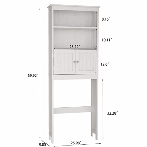 Wooden Bathroom Floor Cabinet Freestanding Storage Cabinet with a Adjustable Shelf for Office,Living Room,Kitchen Room,Entryway,Bedroom or Casual Occasions (White, 2 Doors with 1 Drawer)