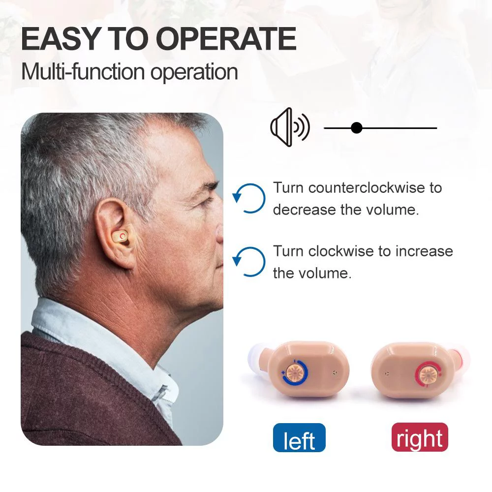 FREELIVING Personal Sound Amplifiers for Ears, Mini Invisible Rechargeable Hearing Amplifier to Personal Sound Amplifiers with Noise Cancelling for Adults or Seniors Volume Control