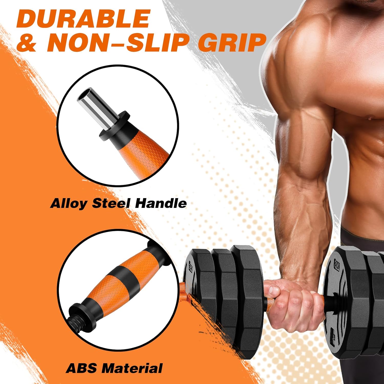 Adjustable Weight Dumbbell Set, 44LB Free Weights 4 in 1 Weight Set for Home Gym, Used as Barbell, Kettlebell with Star Collars, Fitness Exercise Dumbbell Set for Men Women