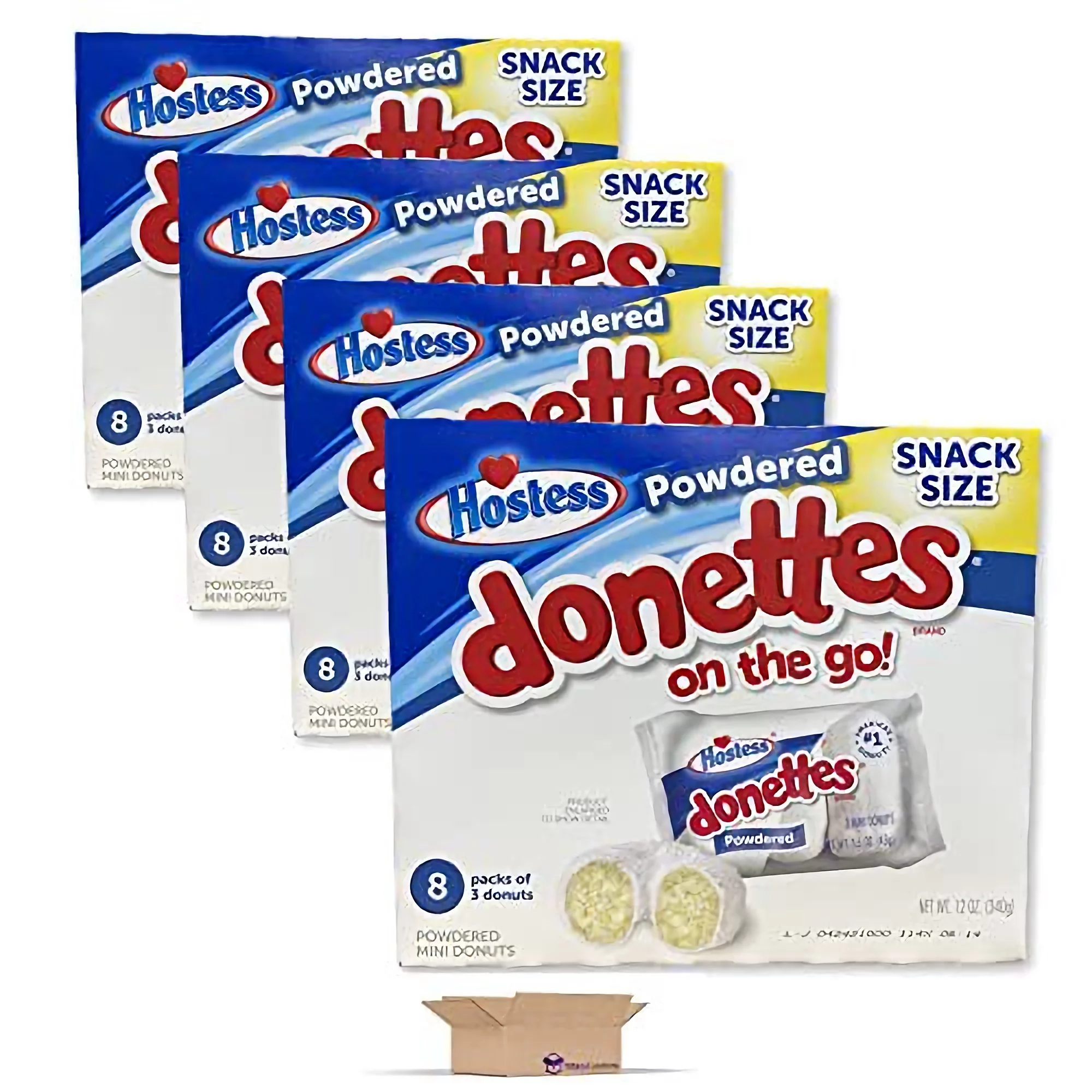 Donettes Bulk Value Pack | 12 Oz Box of 8 | Pack of 4 (96 Total Donuts) (Powdered) Bundled by Tribeca Curations