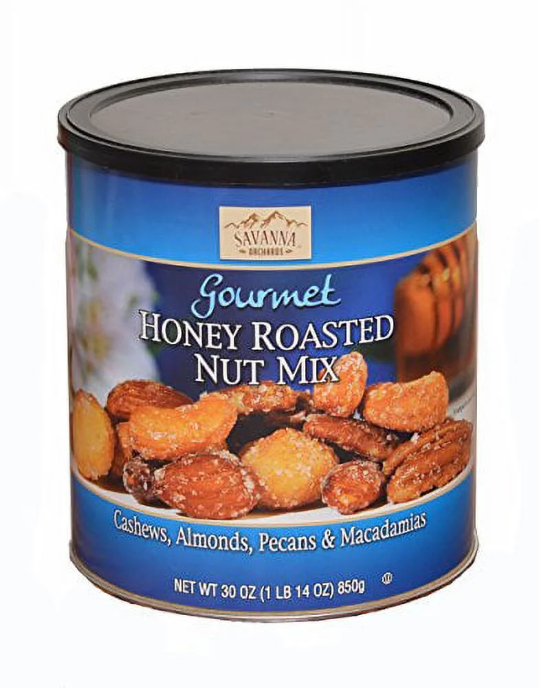 Savanna Orchards Gourmet Honey Roasted Nut Mix. Cashews, Almonds, Pecans &Macadamias. 30 oz. (Pack of1)