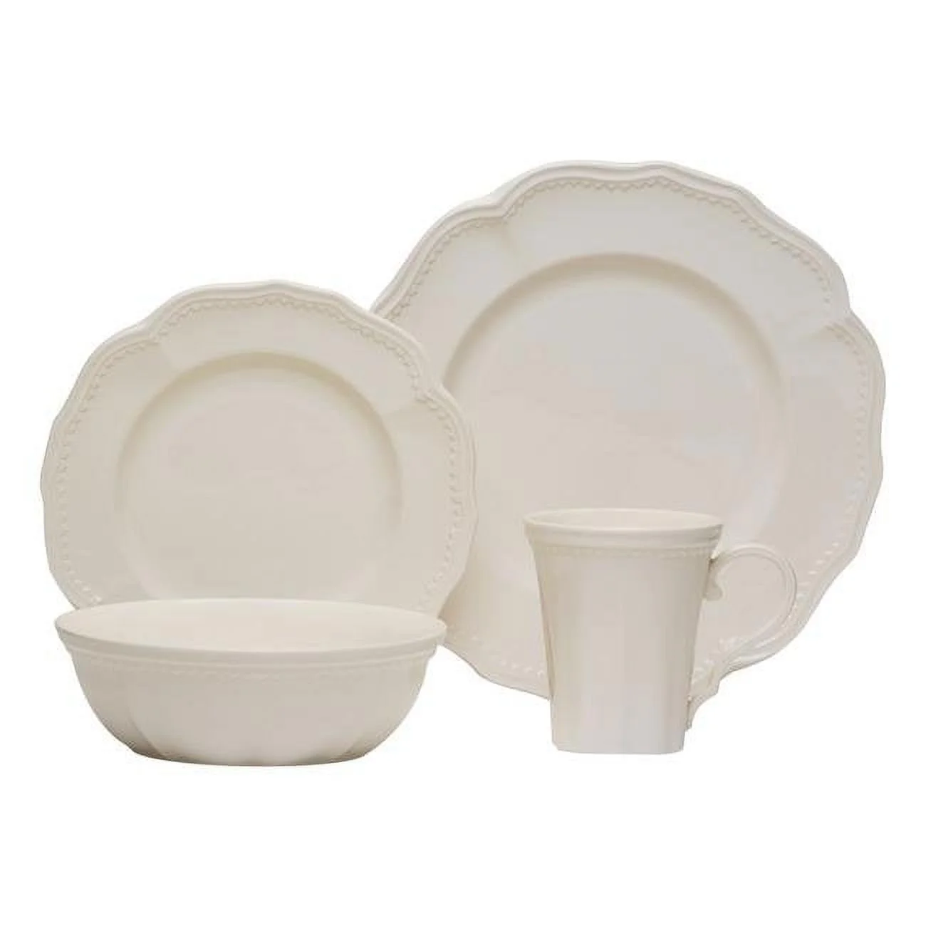 Classic White Dinner Set with Coupe Bowl - 16 Piece