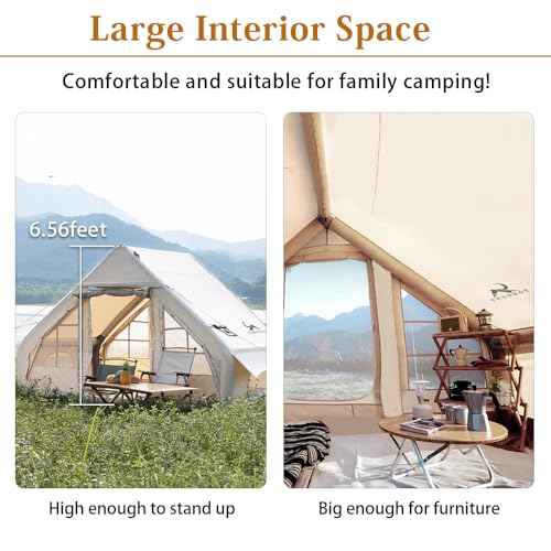 Inflatable Camping Tents Air Glamping Tents 4 Season Waterproof Easy Set up Cabin House Tent Blow up Tent for Family Camping