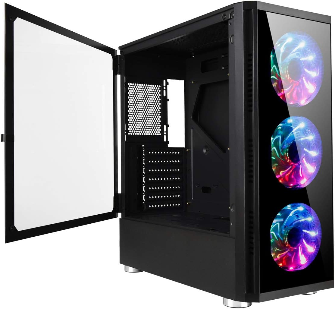 GOLDEN FIELD Z20 Computer Case with 3 RGB Fans Mid Tower Gaming PC Case EATX/ATX/MATX/ITX Tempered Glass Side Panel Swing Open Door Design