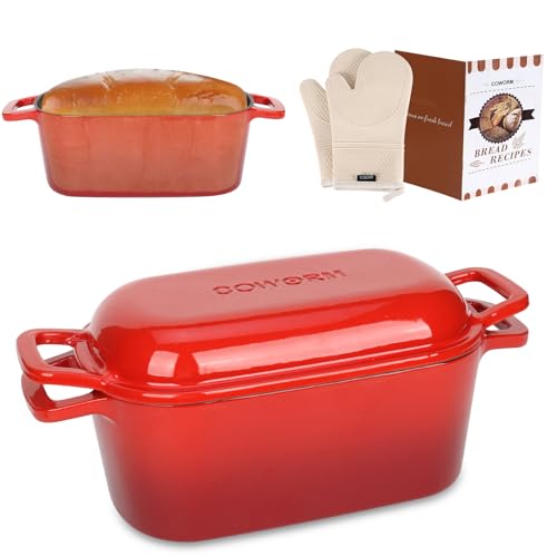 3.6QT Oval Enameled Cast Iron Dutch Oven, Sourdough Bread Baking Pan with Lid