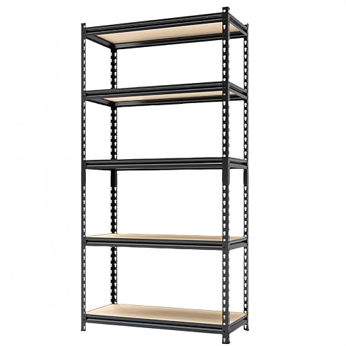 Storage Shelves Garage Shelving Heavy Duty 5 Tier Metal Shelving Units for Storage Adjustable Utility Shelf Rack for Kitchen Warehouse Basement 28